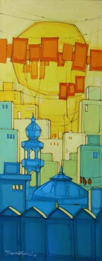 Salman Farooqi, 18 x 48 Inch, Acrylic on Canvas, Cityscape Painting-AC-SF-158